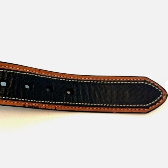Wrangler Men's Full Grain Leather Belt Size 34 Brown/Black Color New - Picture 5 of 8